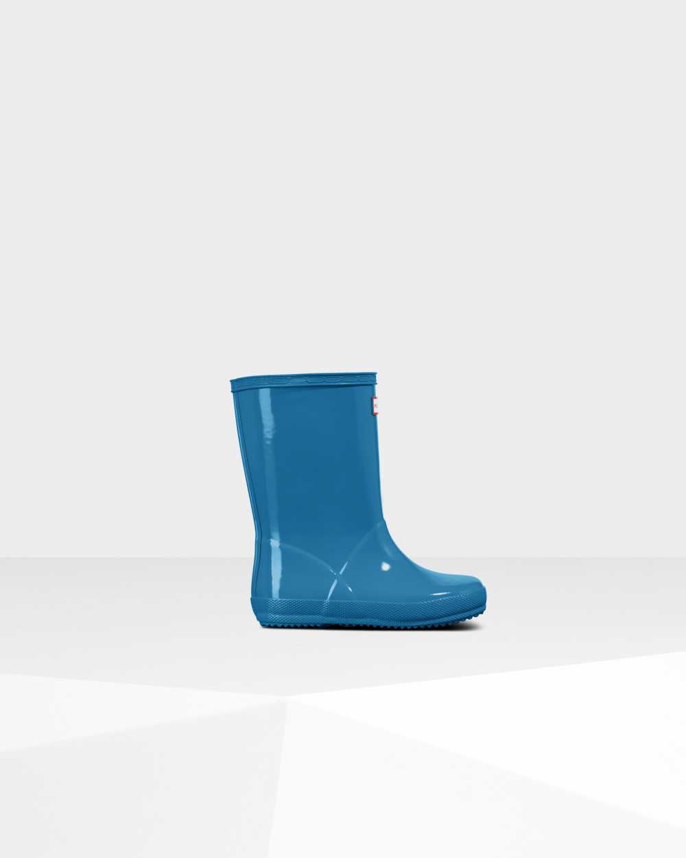 Hunter Original First Classic Gloss Kids Rain Boots NZ-15984Z Blue